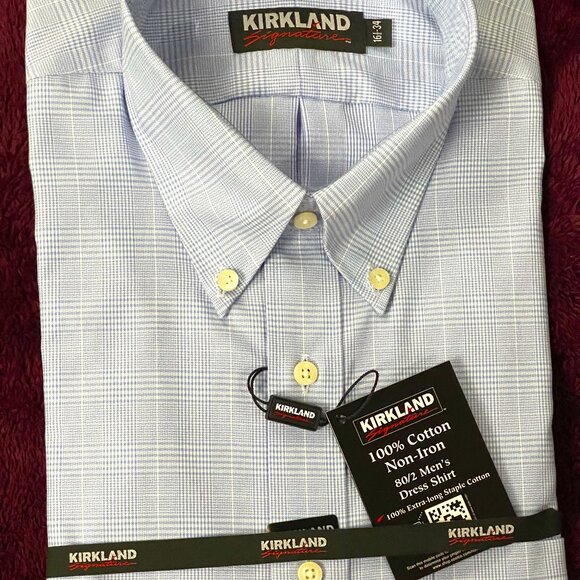 Kirkland 100% Cotton Non Iron Mens Traditional Dress Shirt Full Sleeve - Picture 1 of 3